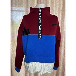 Nike Pro Women's Athletic Pullover Jacket Size S Red & Blue Color Block